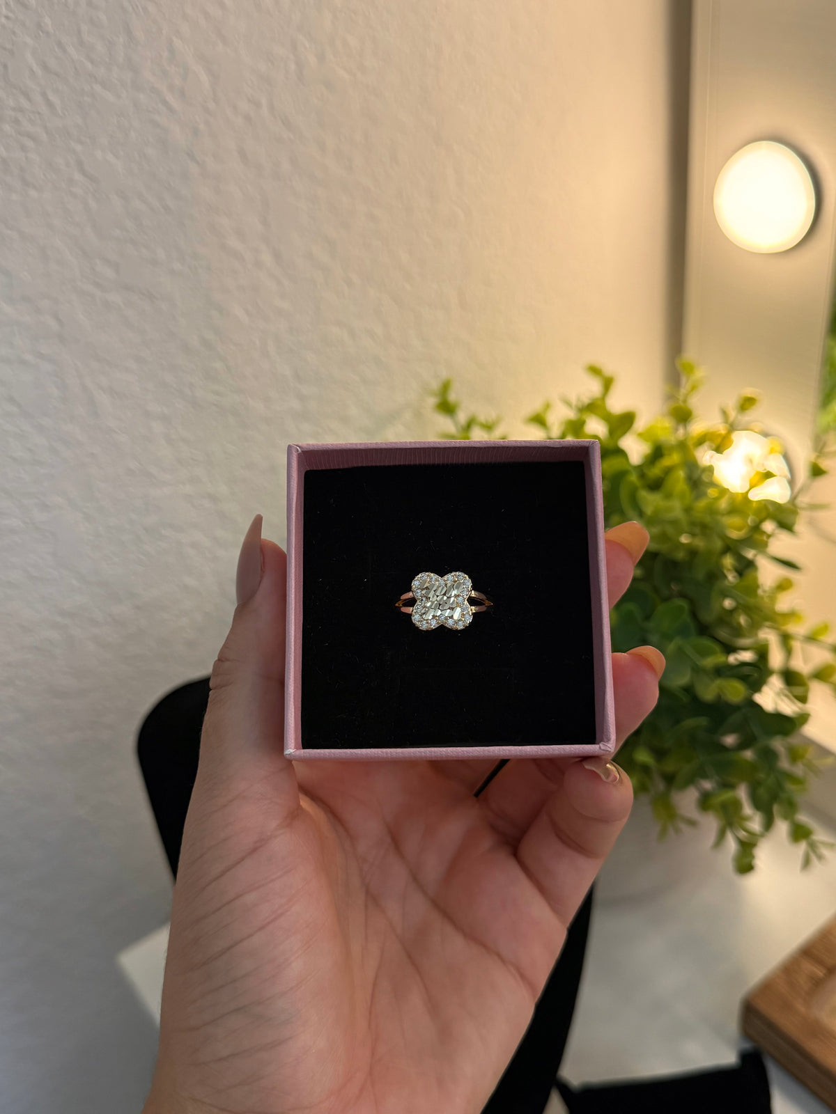 Gold Nugget Clover Ring